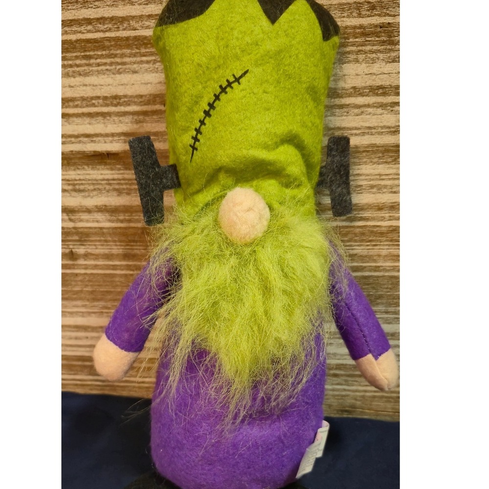Greenbrier International Halloween Frankenstein Gnome Plush Green Purple Spooky
